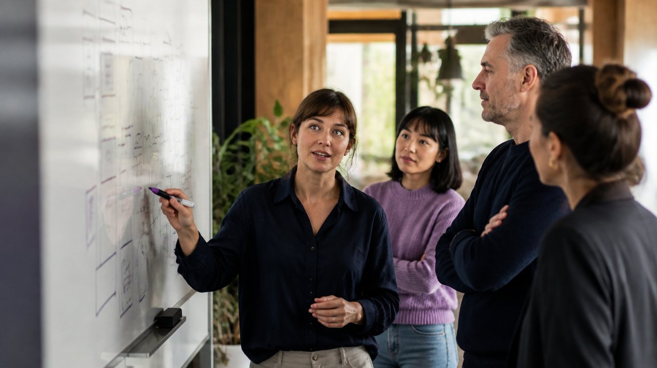 An Innorve engineer mapping a workflow with a credit union team